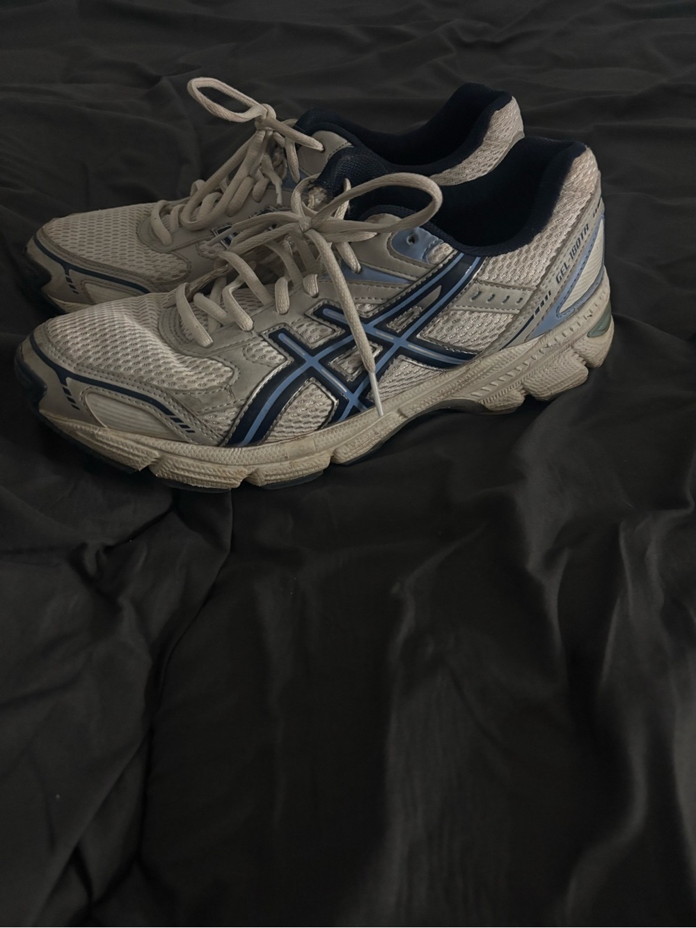 ASICS White and Navy Women’s Athletic Running Shoes